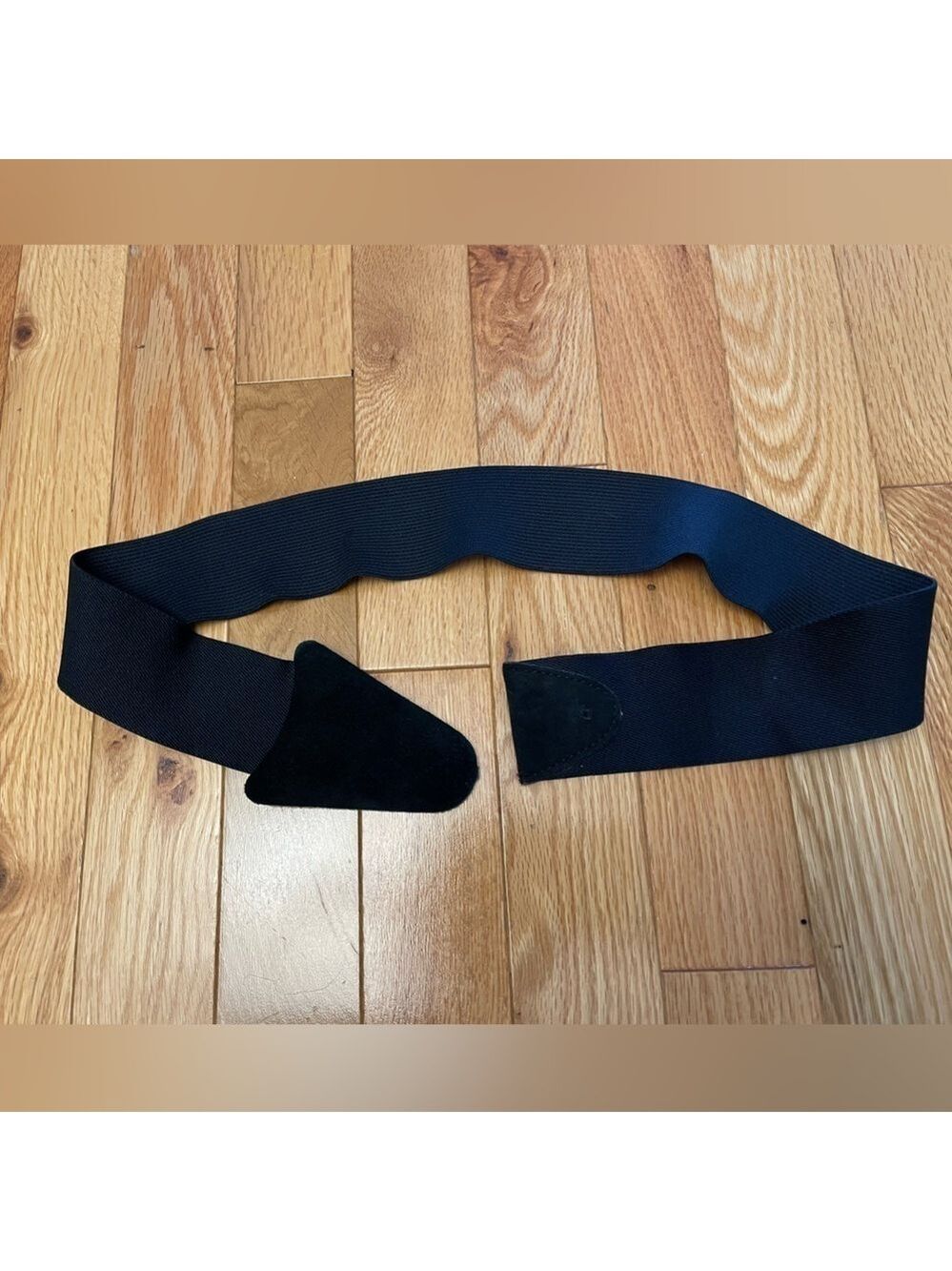 Genuine Leather Elastic Stretchy Belt Black Small Vintage